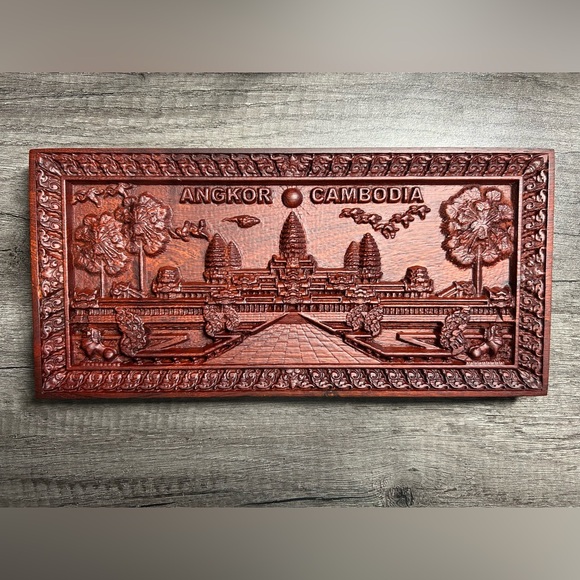 Wooden Carved Angkor Wat Cambodia Wallhanging